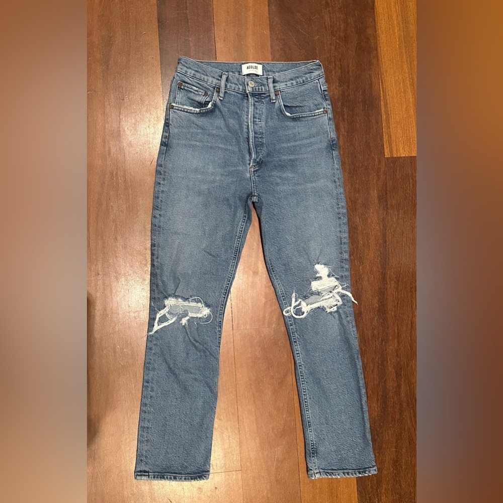 AGOLDE Riley High Rise Straight Crop Jeans in Light Wash - Size 26 - Picture 2 of 9